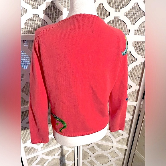 ALLIGATOR CARDIGAN SWEATER MICHAEL SIMON SMALL RETRO CROCODILE ANIMAL PRINT - Picture 8 of 16